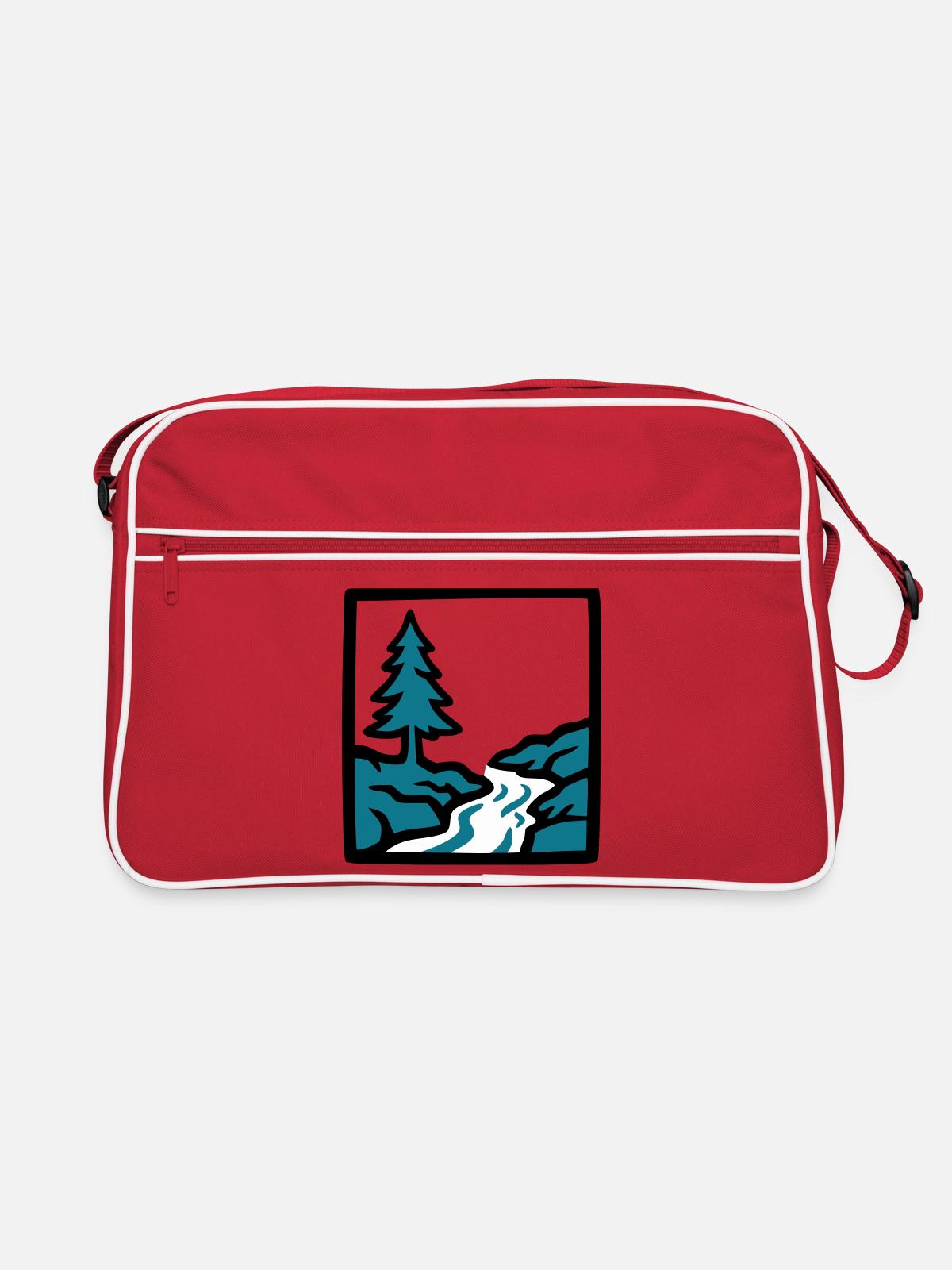 River Forest Nature Logo - Retro Bag - red/white - Front