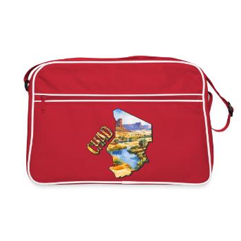Carte aquarelle du Tchad - Sac Retro - rouge/blanc - Devant