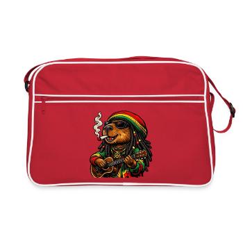 Sweet Capybara in Rastafari Style - Retro Bag - red/white - Front