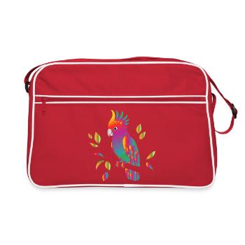 Design de dessin animé Cockatoo arc-en-ciel - Sac Retro - rouge/blanc - Devant