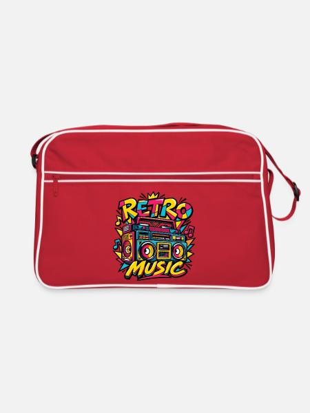 Retro-Musik - Retro Tasche - Rot/Weiß