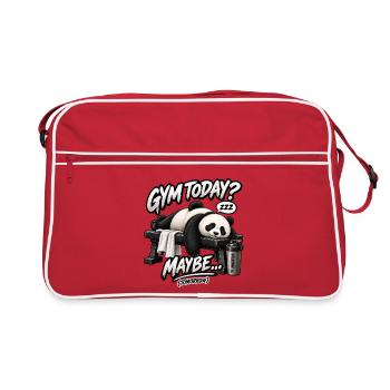 Heute Fitnessstudio? Vielleicht morgen – Funny Panda - Retro Tasche - Rot/Weiß - Vorne