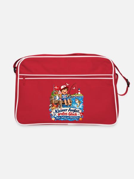 KleinerAngler GroßesGlück Küstenpoesie - Retro Tasche - Rot/Weiß