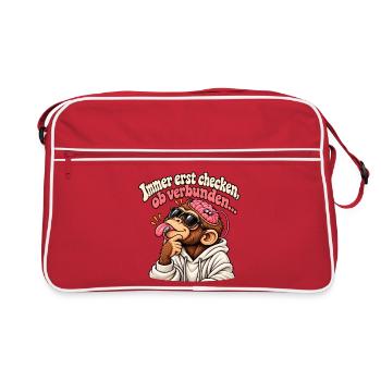 Immer erst checken, ob verbunden… 🧠👅 - Retro Tasche - Rot/Weiß - Vorne