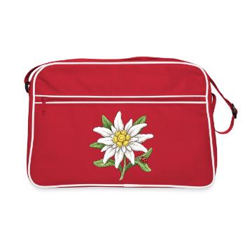 Weiße Blüte mit Marienkäfer - Retro Tasche - Rot/Weiß - Vorne