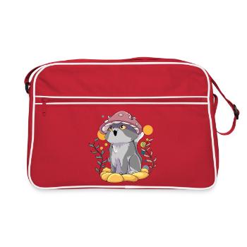 Katze Pilz Natur - Retro Tasche - Rot/Weiß - Vorne