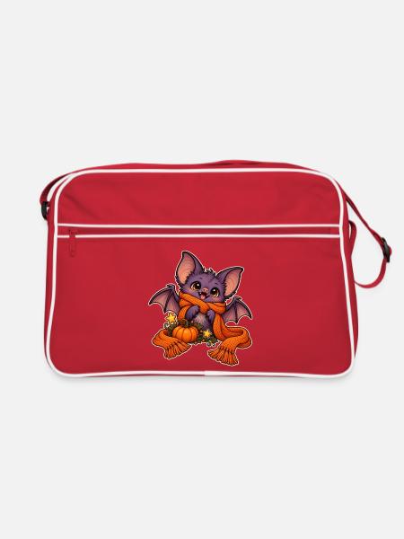 Fledermaus in einen Schal gewickelt - Retro Tasche - Rot/Weiß