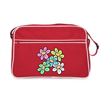 fleur colorée motif floral vrille florale florale - Sac Retro - rouge/blanc - Devant