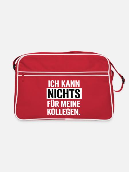 Ich kann nichts für meine Kollegen - Retro Tasche - Rot/Weiß - Vorne