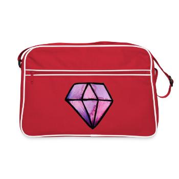 Pink-Lila-Kristall-Edelstein - Retro Tasche - Rot/Weiß - Vorne