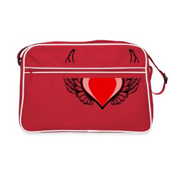 Coeur avec des ailes - Sac Retro - rouge/blanc - Devant