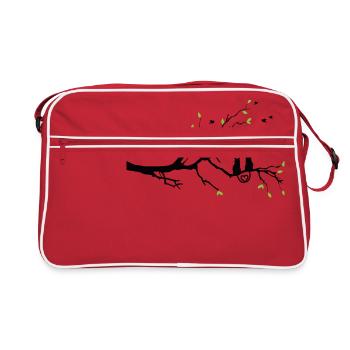 Two cats are turtle on the tree - Retro Bag - red/white - Front