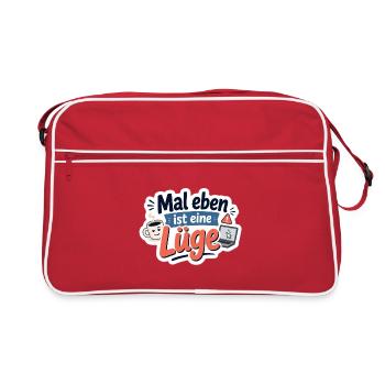 Mal eben ist eine Lüge - Retro Tasche - Rot/Weiß - Vorne