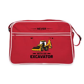 Excavatrice Opérateur d’équipement lourd Papa Pères jour - Sac Retro - rouge/blanc - Devant