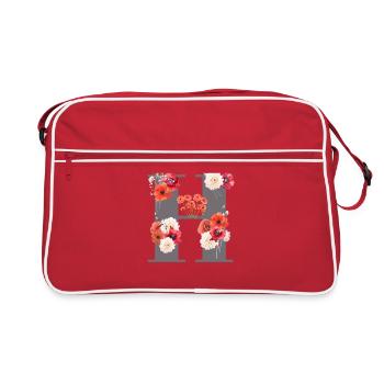 H aus Blüten - Retro Tasche - Rot/Weiß - Vorne