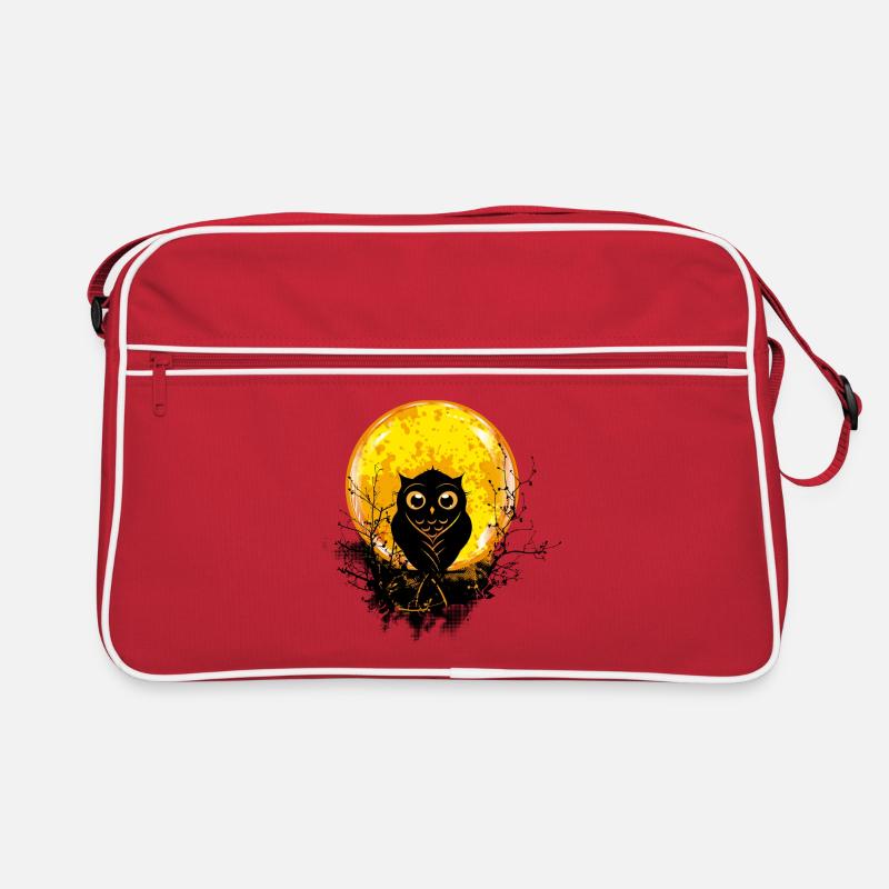 An owl in the forest under a full moon Retro Bag