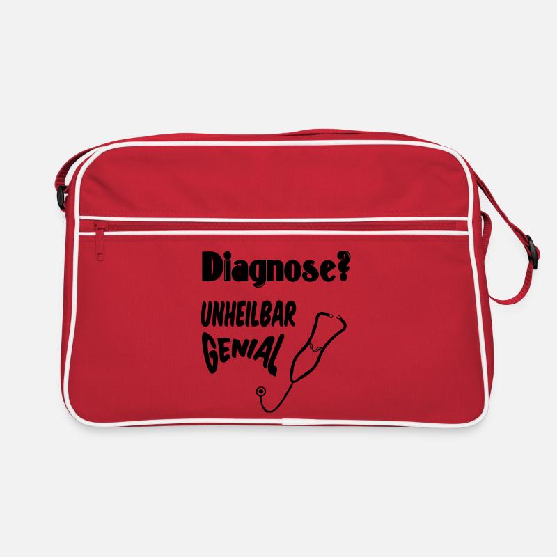 Diagnose? Unheilbar genial Geschenk Medizin - Retro Tasche - Rot/Weiß