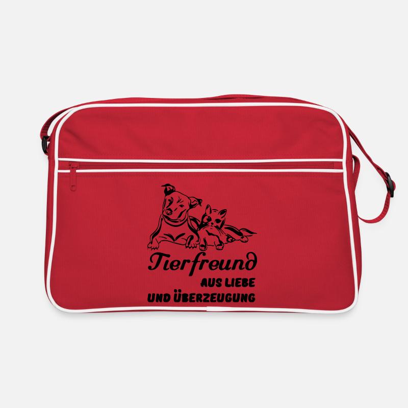 Tierfreund Tier Haustier Freund Liebe Geschenk - Retro Tasche - Rot/Weiß