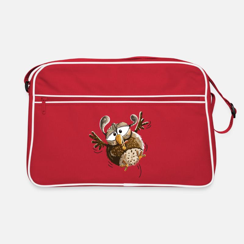Flatternde Eule im Tiefflug - Eulen - Lustig Retro Tasche