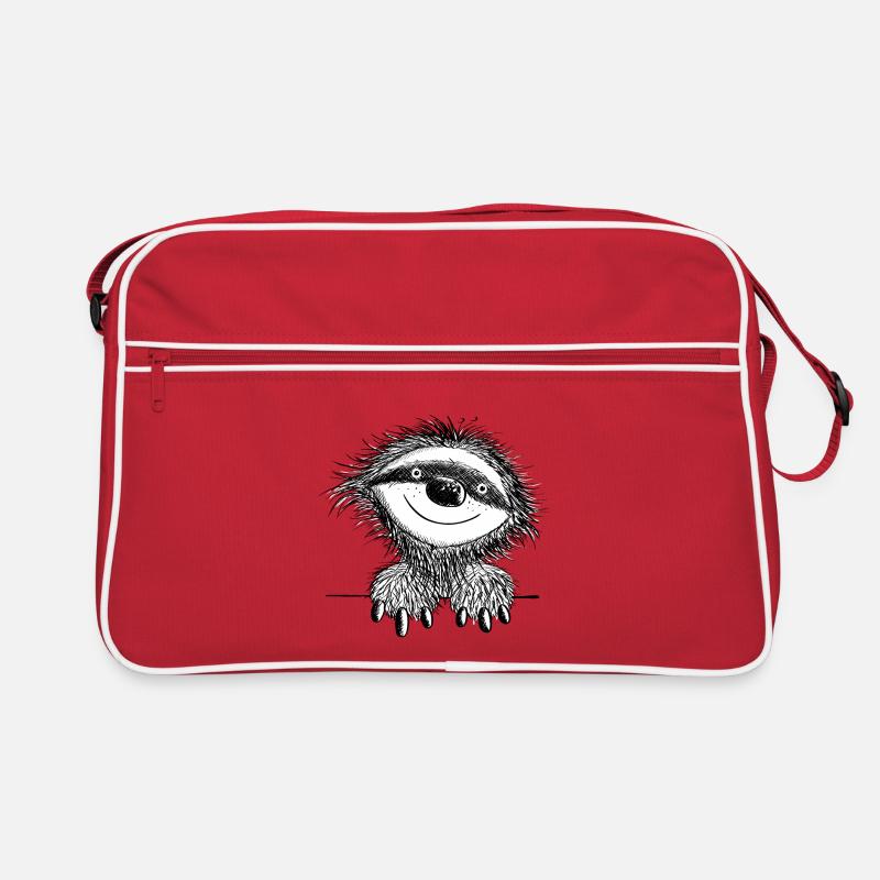 Witziges Kleines Faultier - Faultiere - Comic - Retro Tasche - Rot/Weiß