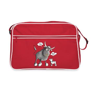 Drôle Bouledogue français bande dessinée - Comique - Sac Retro - rouge/blanc - Devant