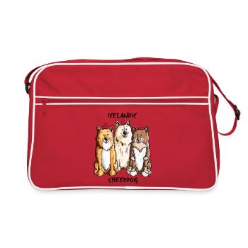 Islandhund Trio - Retro Tasche - Rot/Weiß - Vorne