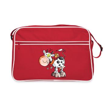 Niedliche Kuh - Retro Tasche - Rot/Weiß - Vorne