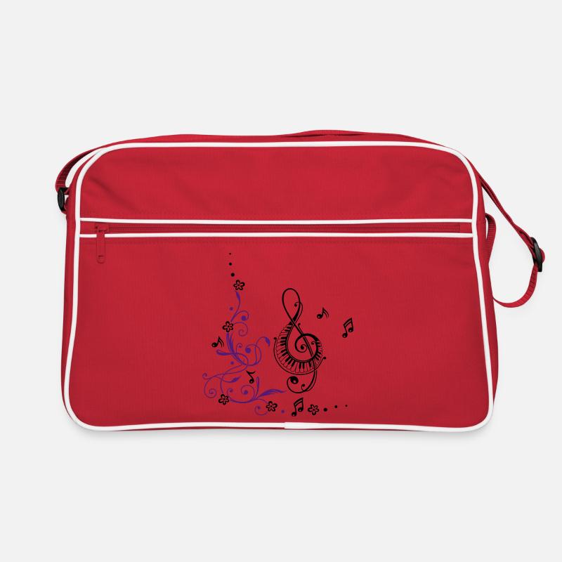 Clef with music notes and floral elements Retro Bag