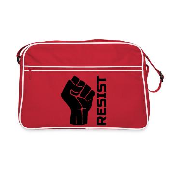Resist with fist - in black - Retro Tasche - Rot/Weiß - Vorne