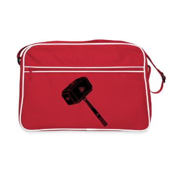 Marteau de thor Thor s avec symboles vikings - Sac Retro - rouge/blanc - Devant
