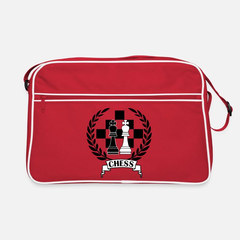 Chess pieces in laurel wreath with text CHESS Retro Bag