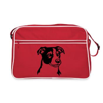 Jack Russell Terrier Kopf - Retro Tasche - Rot/Weiß - Vorne