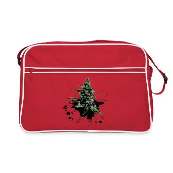 Fleur de cannabis Cannabis Néon Vert Clair - Sac Retro - rouge/blanc - Devant