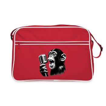 Monkey orchestra singer with vintage microphone - Retro Bag - red/white - Front