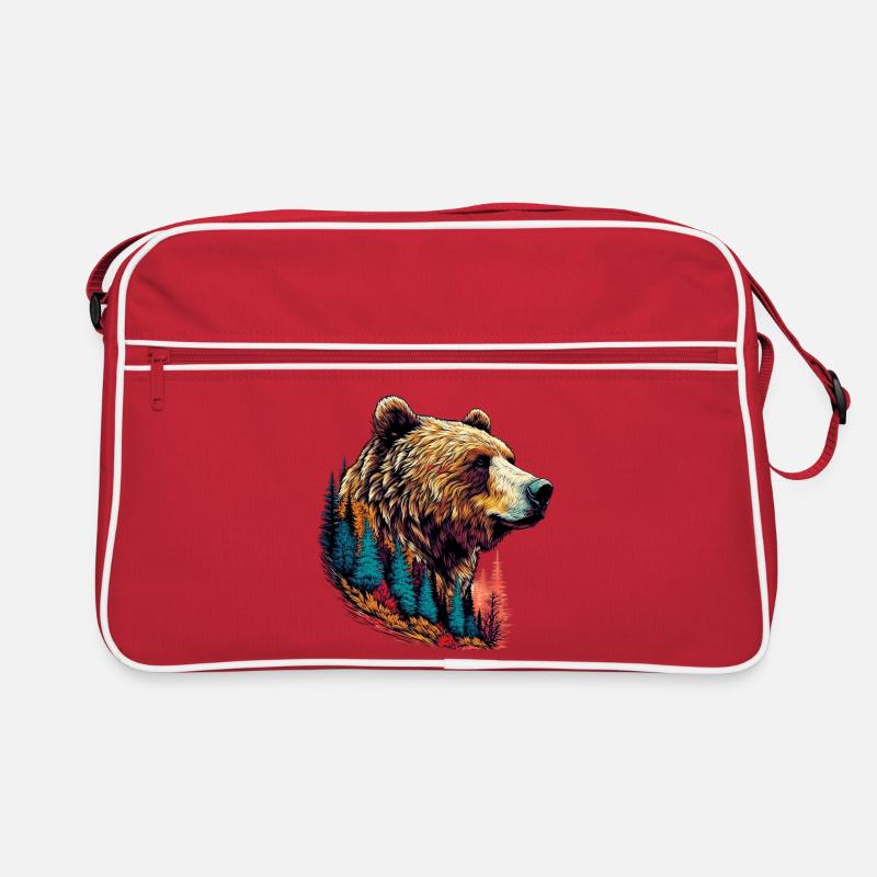 Bär mit Waldschmuck Retro Tasche