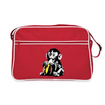 Motif de singe ludique avec banane - Sac Retro - rouge/blanc - Devant