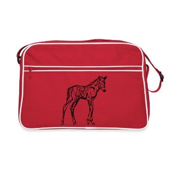 Horses T-shirt Gift Rider - Retro Bag - red/white - Front