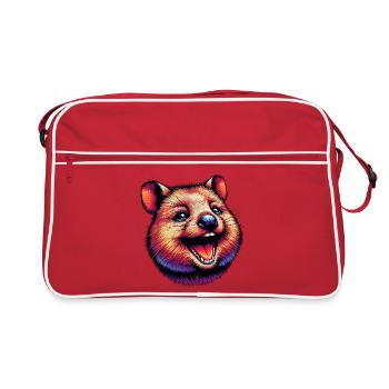 Lachendes Quokka - Retro Tasche - Rot/Weiß - Vorne