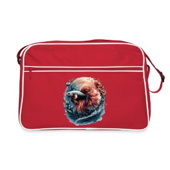 Betta Splendens, Aquarium de poissons Betta, Bettafan - Sac Retro - rouge/blanc - Devant