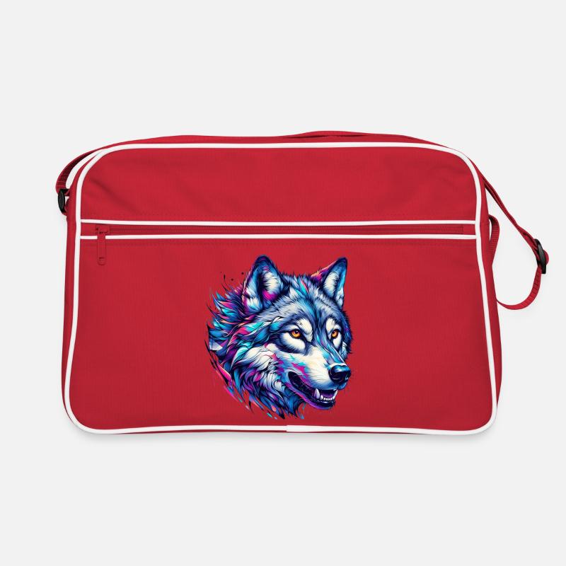 Wolf - Retro Tasche - Rot/Weiß