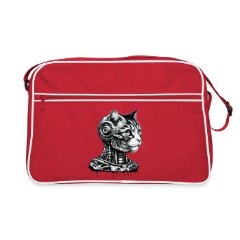 Tête de chat conçue comme un robot au look rétro - Sac Retro - rouge/blanc - Devant