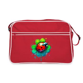 Ladybug on a four-leaf clover - Retro Bag - red/white - Front
