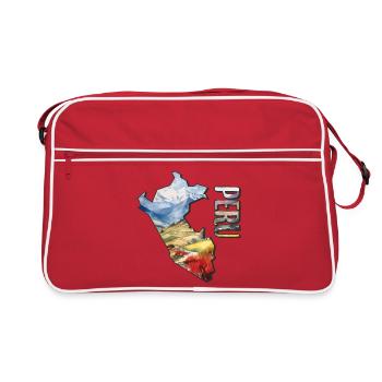 Aquarell Landkarte Peru - Retro Tasche - Rot/Weiß - Vorne