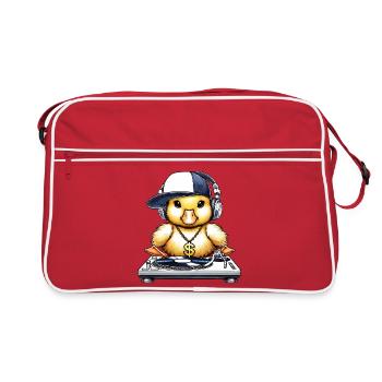 motif de nana cool en tant que DJ avec des écouteurs - Sac Retro - rouge/blanc - Devant