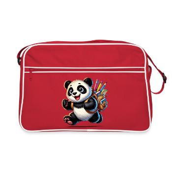 Back to school with Panda:Panda for school beginners - Retro Bag - red/white - Front