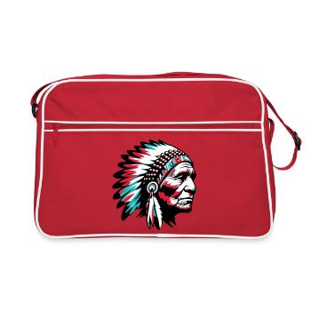 Amerikanisch, Indianer, Amerikaner - Retro Tasche - Rot/Weiß - Vorne