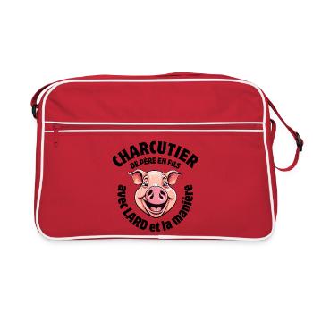 boucher, boucherie, je suis bouche - Sac Retro - rouge/blanc - Devant