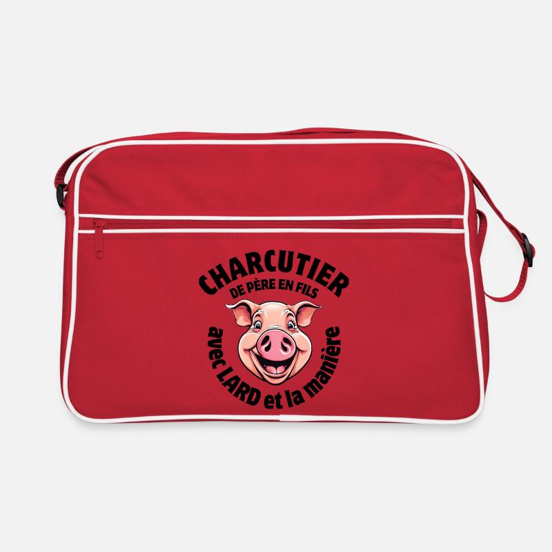 Metzger, Metzger, ich bin ein Sprachrohr - Retro Tasche - Rot/Weiß