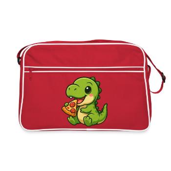 Mignon Dino T-Rex Pizza Pizza Lover Dessin animé - Sac Retro - rouge/blanc - Devant
