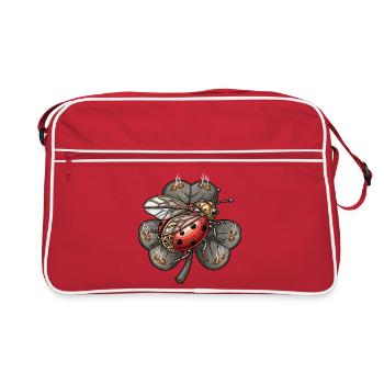 Steampunk ladybug on shamrock - Retro Bag - red/white - Front